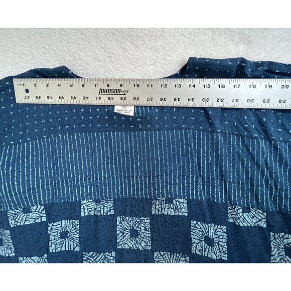 Endless Knot Art Womens Boho Oversized Tunic Dress/Top 3X Blue Ethnic Patchwork - Picture 4 of 8